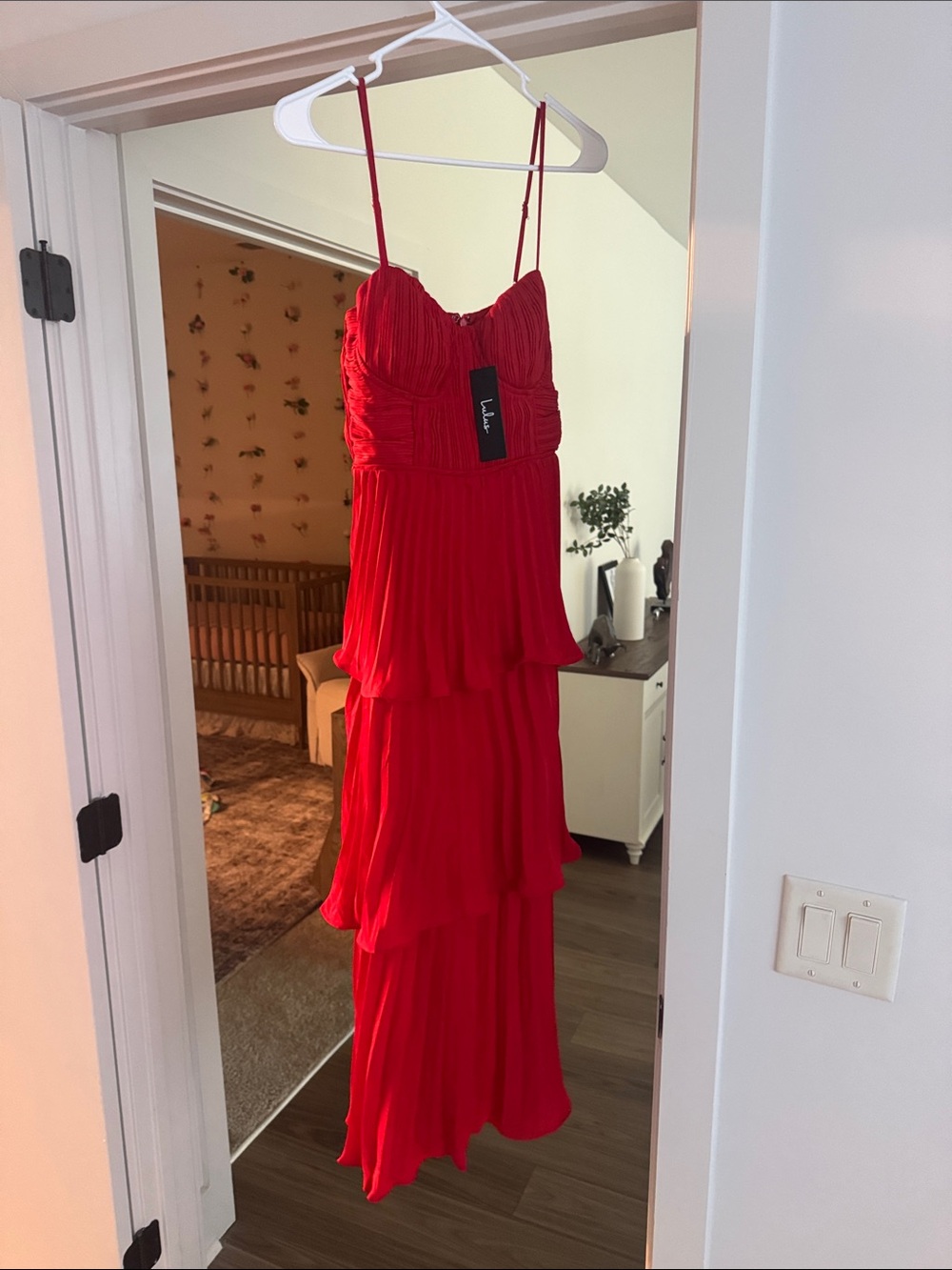 Lulu's Red Tiered Spaghetti-Strap Maxi Dress